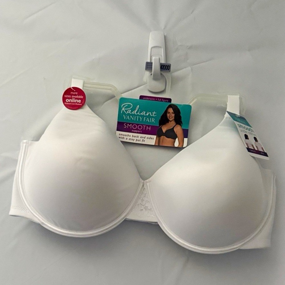 Vanity Fair Radiant Smooth Underwire Bra Back Smoothing White 42DDD